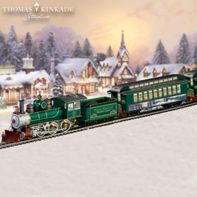 thomas kinkade snowman with village moving train